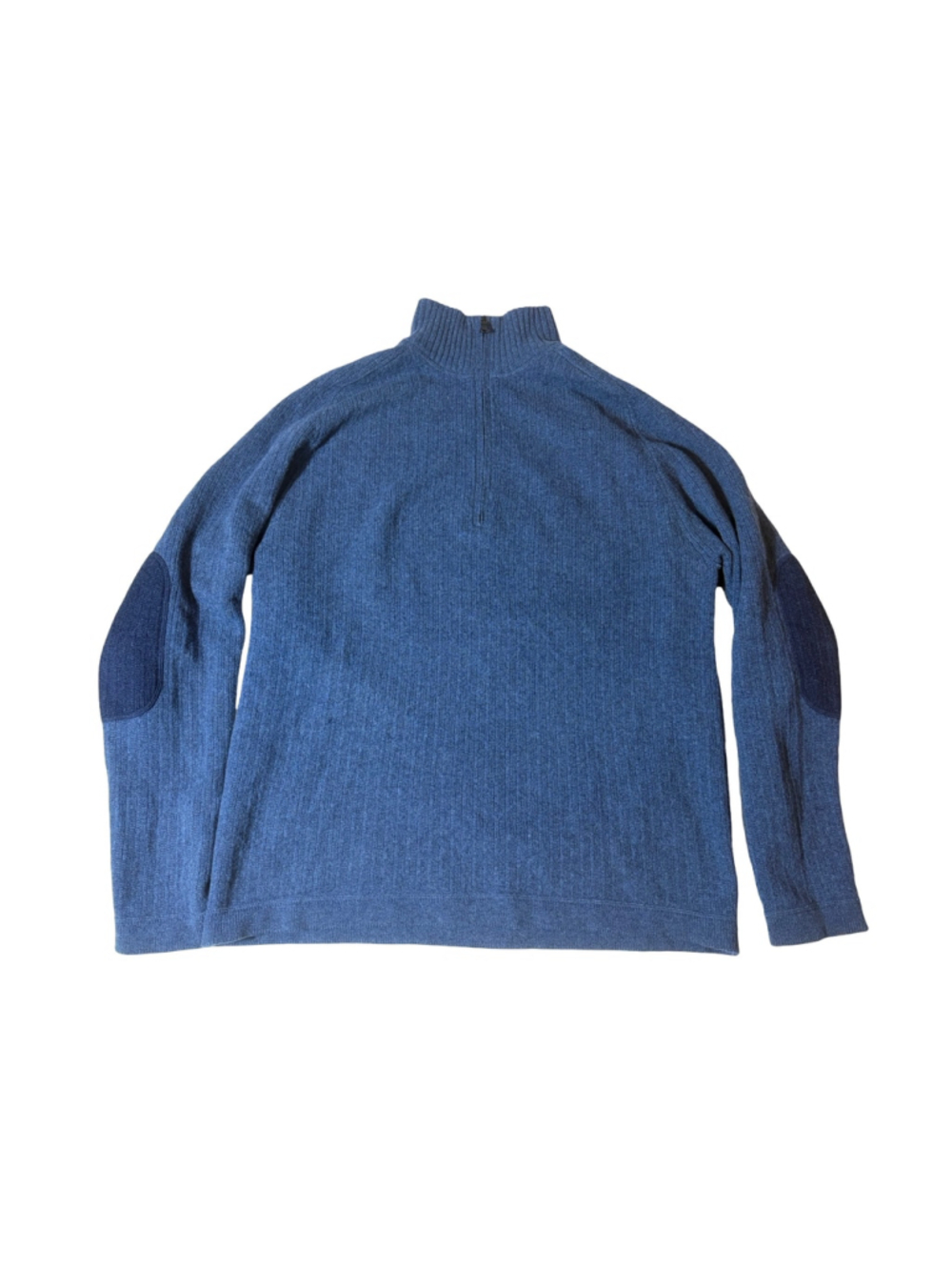 Banana Republic Men XL Blue Lambswool Cashmere 1/4 Zip Elbow Patch Sweater
